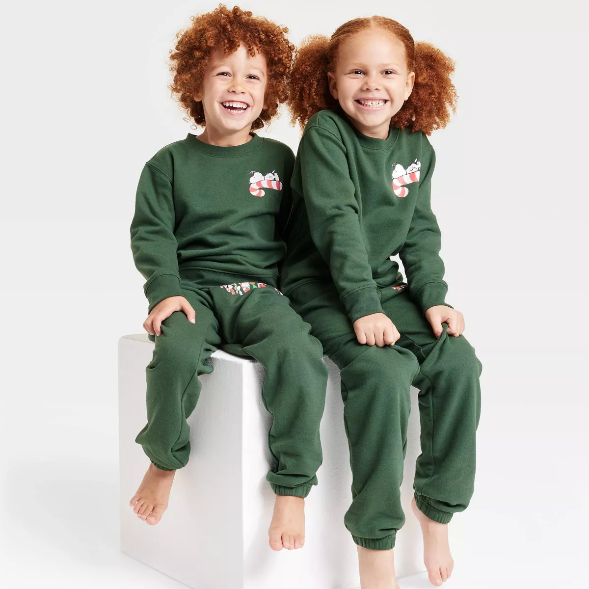 Kids' Peanuts Matching Family Holiday Sweatshirt - Green | Target