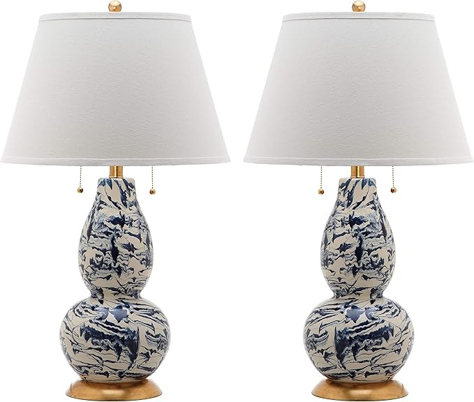 SAFAVIEH Lighting Collection Modern Swirls Navy / White 29-inch Bedroom Living Room Home Office D... | Amazon (US)