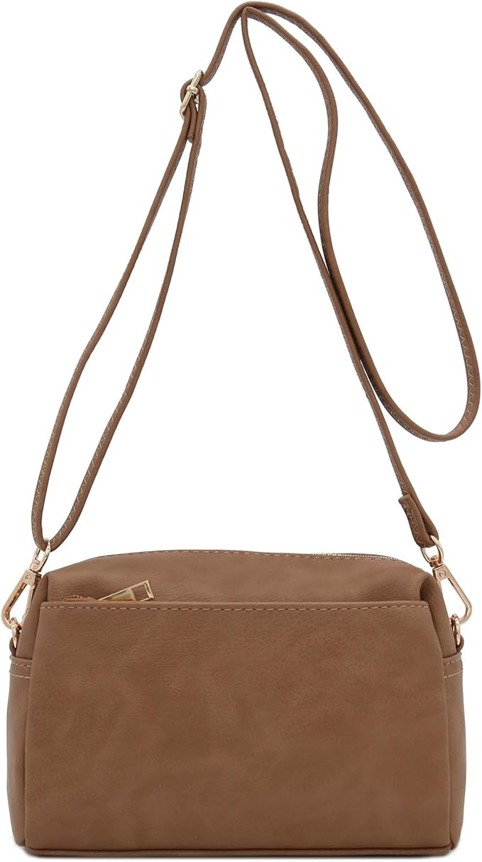 FashionPuzzle Triple Zip Small Crossbody Bag | Amazon (US)
