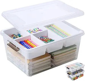 17 QT Plastic Storage Box with Removable Tray Craft Organizers and Storage Clear Storage Containe... | Amazon (US)