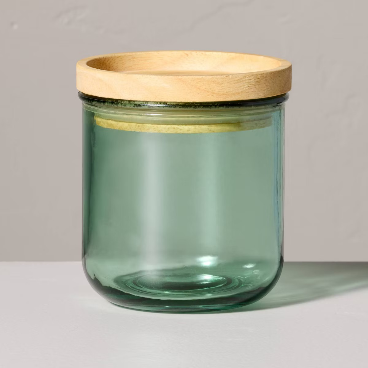11.8oz Tinted Glass Kitchen Storage Jar with Wood Lid Green - Hearth & Hand™ with Magnolia | Target