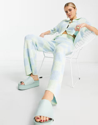 ASOS DESIGN open stitch pants in checkerboard pattern - part of a set | ASOS (Global)