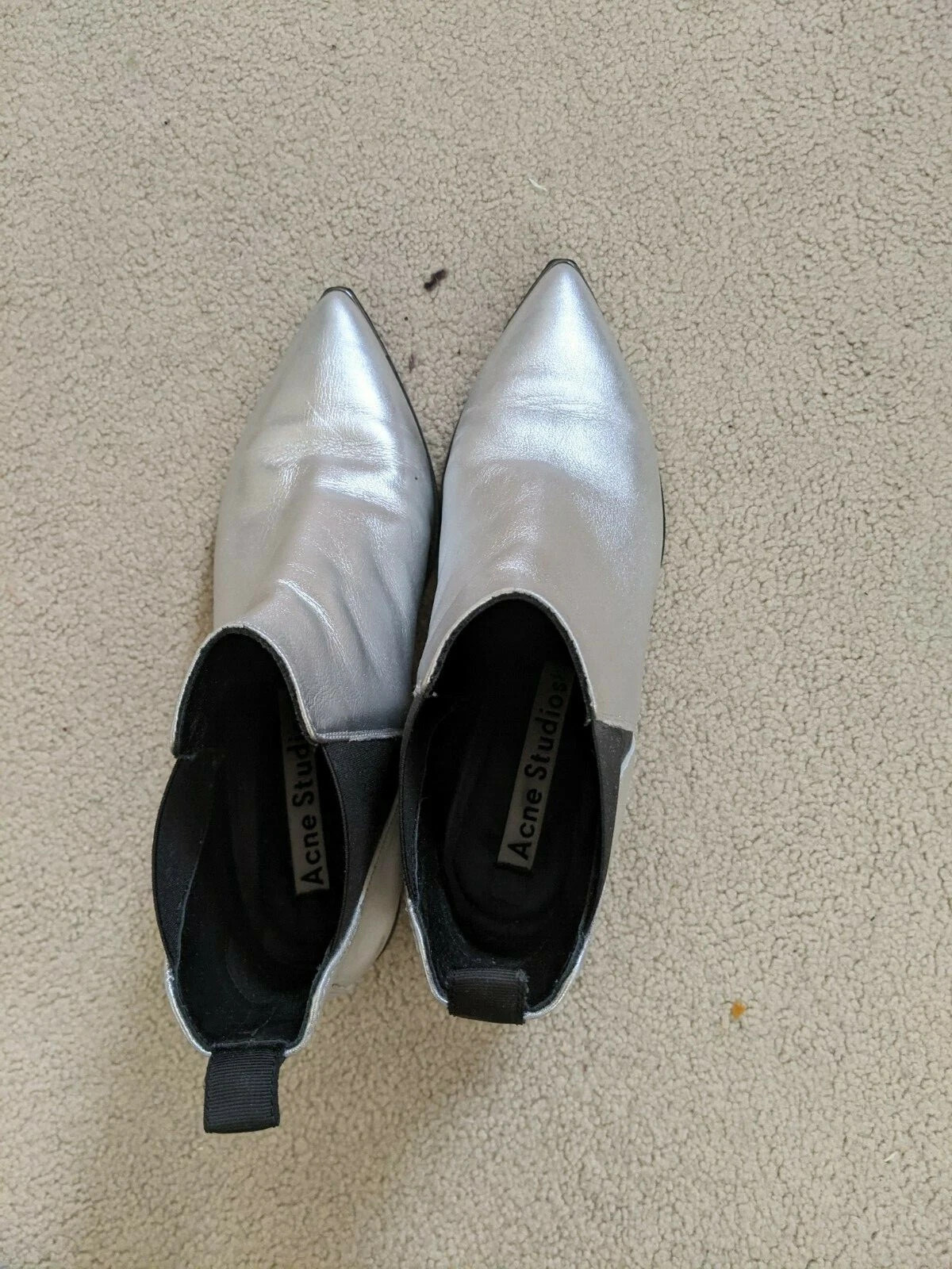 Metallic Silver Acne Studios Jensen Chelsea Ankle Boots - Pre-Owned With Box | eBay US