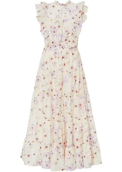 modisches Maxikleid mit Volants - beige, regular | bonprix | Bonprix DE