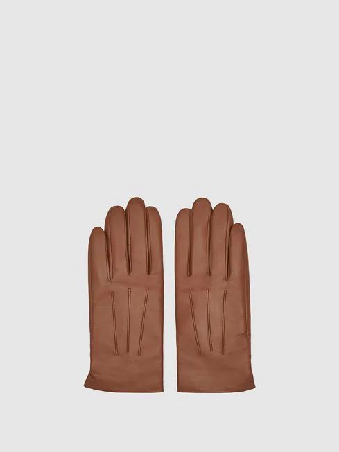 Reiss Tan Gabrielle Leather Gloves | Reiss UK
