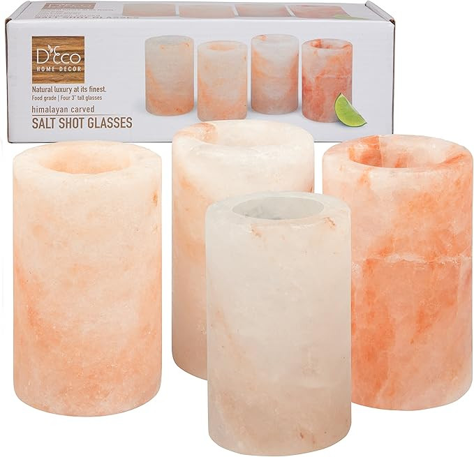 Himalayan Salt Shot Glasses, Set of Four 3" Pink Salt Glasses - Tequila Shot Glasses- Great Holid... | Amazon (US)