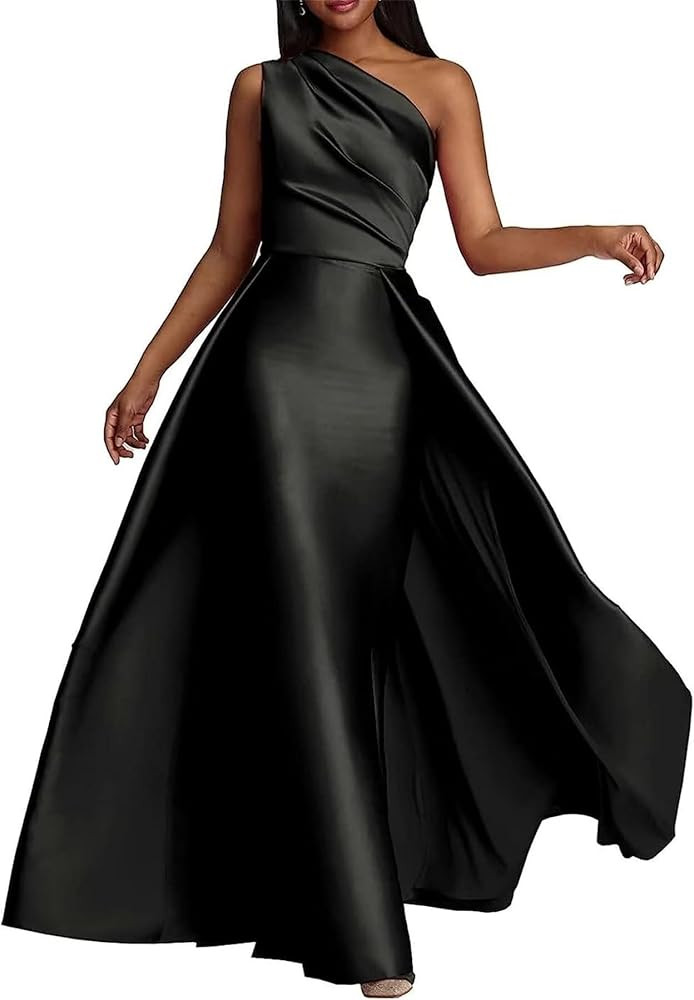 KDTM One Shoulder Satin Prom Dresses for Women Long Formal Ruched Floor Length Evening Party Gown... | Amazon (US)