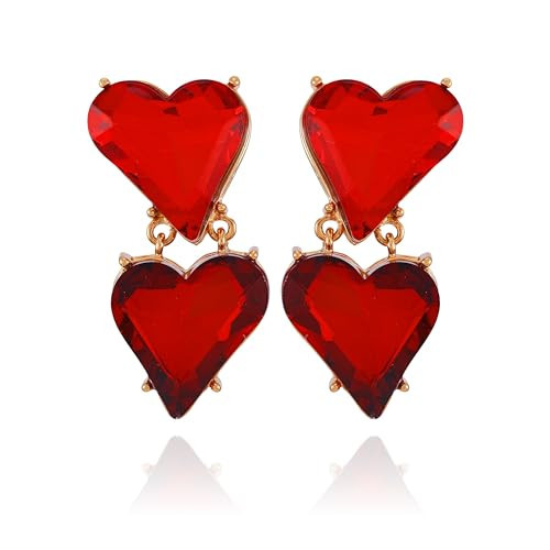 GUESS Goldtone Linear Red Heart Drop Clip Earrings | Amazon (US)