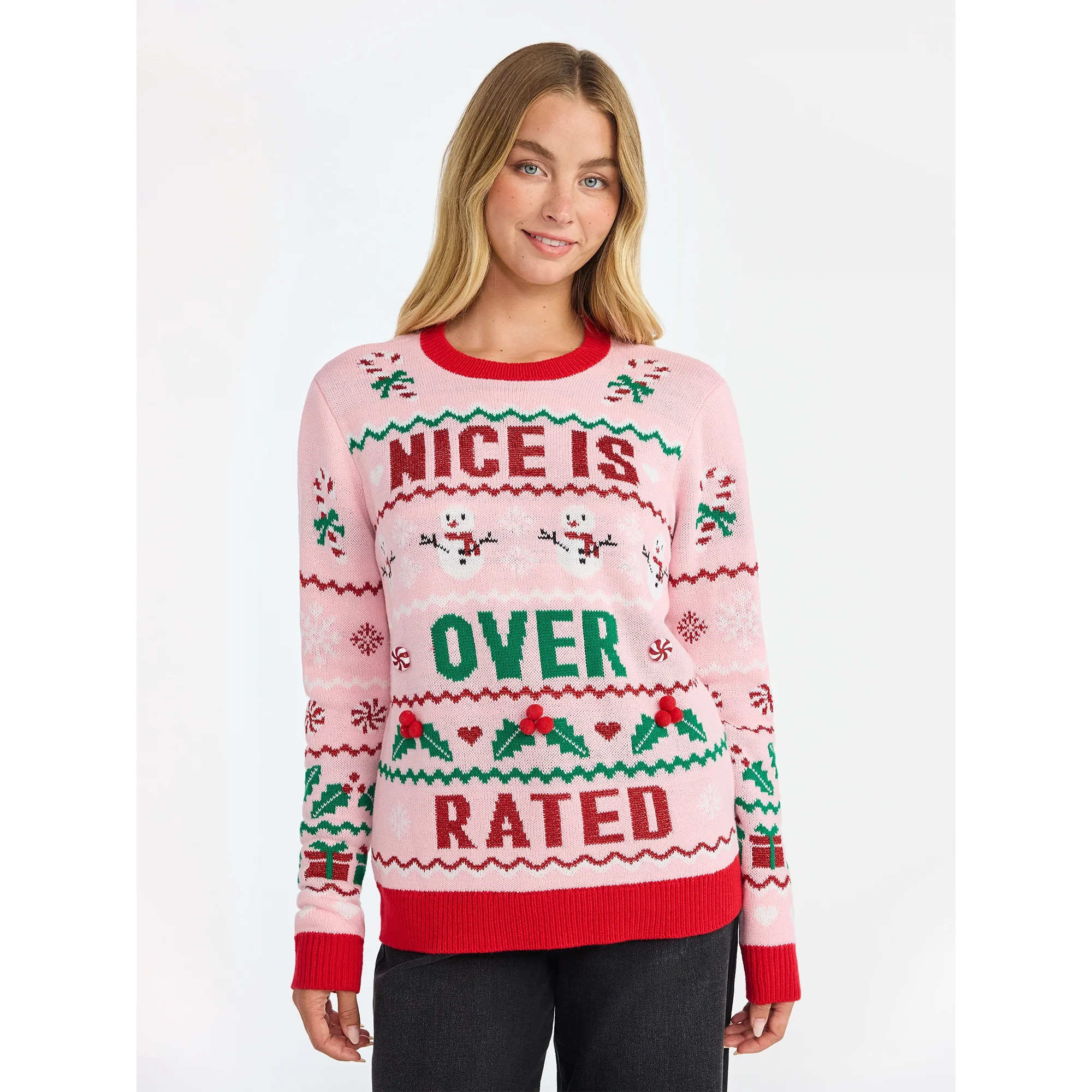No Boundaries Christmas Sweater, Lightweight, Women's | Walmart (US)