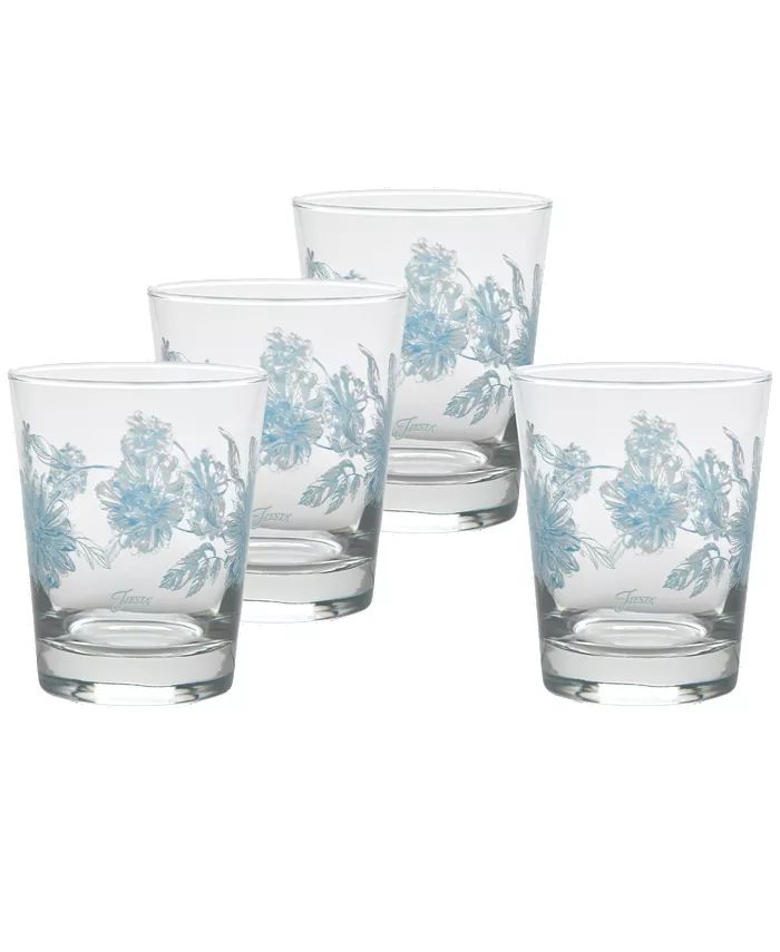 Fiesta Botanical Floral 15-Ounce DOF Double Old Fashioned Glass Set of 4 - Macy's | Macy's