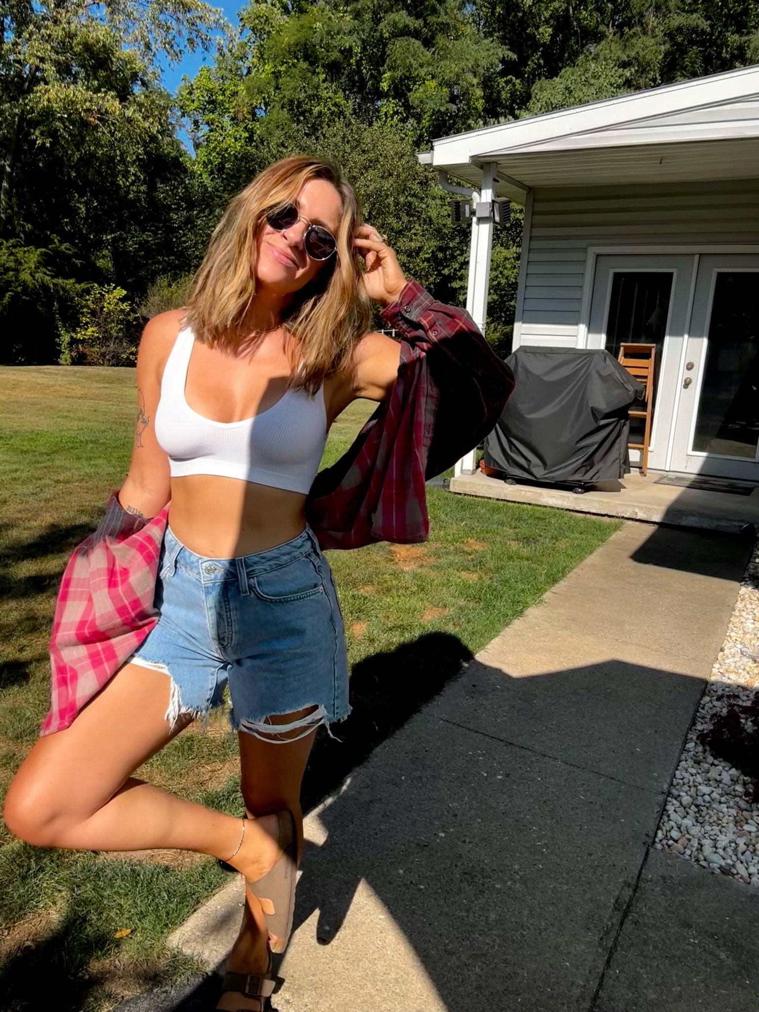 still a little warm outside so i’ve been getting away with wearing these shorts! everything TTS! unable to link flannel because it’s thrifted so i linked similar!

#LTKfindsunder100