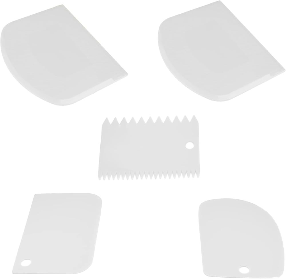 Multi-Purpose Bowl & Cake Scraper, 5-Piece Flexible Plastic Dish & Dough Cutter, Kitchen Bench Sc... | Amazon (US)