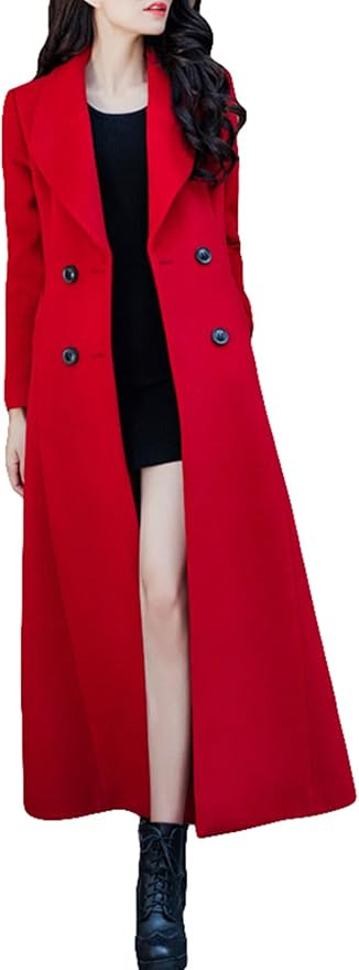 PENER Women's Charming Long Wool Trench Coat Winter Double Breasted Classic Warm Thick Jacket | Amazon (CA)