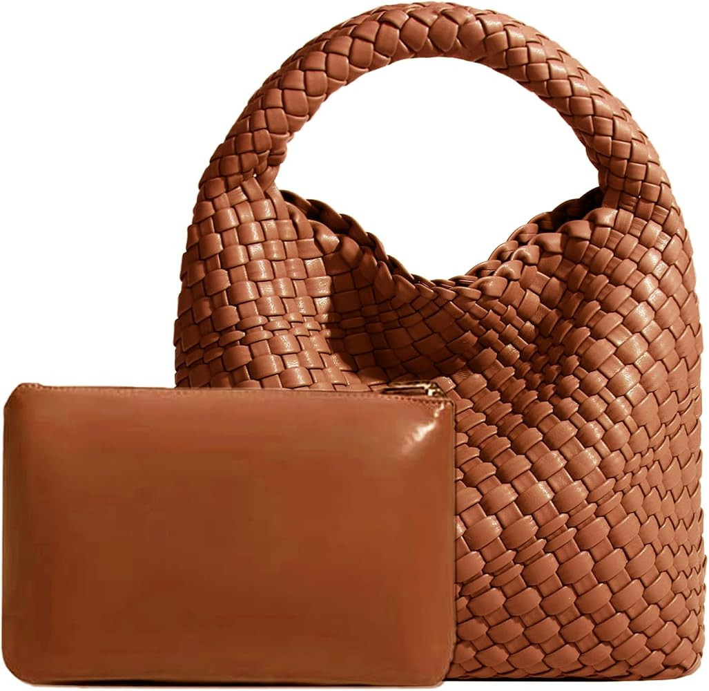 Woven Tote Bag For Women, Soft Foldable Top-Handle Wristlet Bag, Fashion Hobo Handbag, Composite ... | Amazon (US)