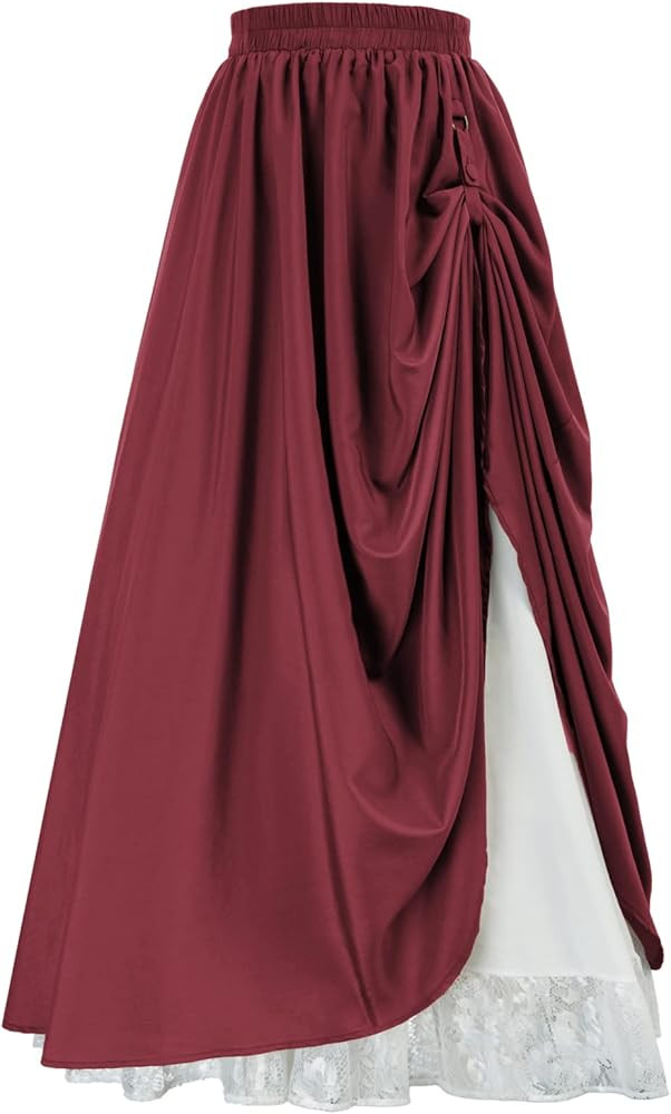 Scarlet Darkness Maxi Long Skirt for Women Double Layered Renaissance Skirts | Amazon (US)