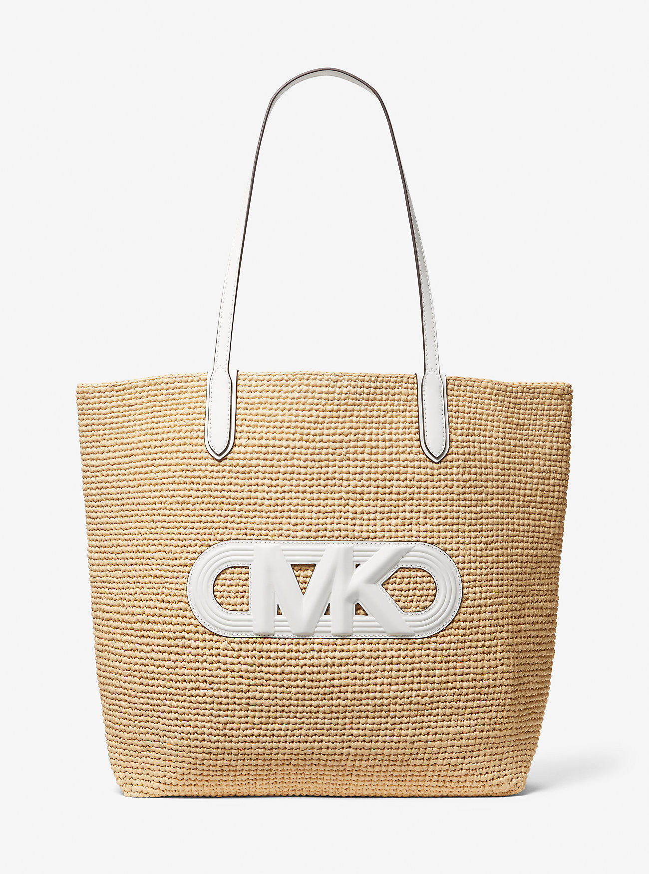 Eliza Extra-Large Empire Logo Straw Tote Bag | Michael Kors US