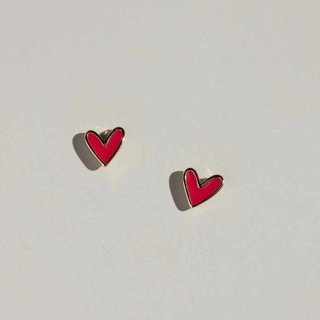 Crimson Sweetheart Studs | Nickel and Suede