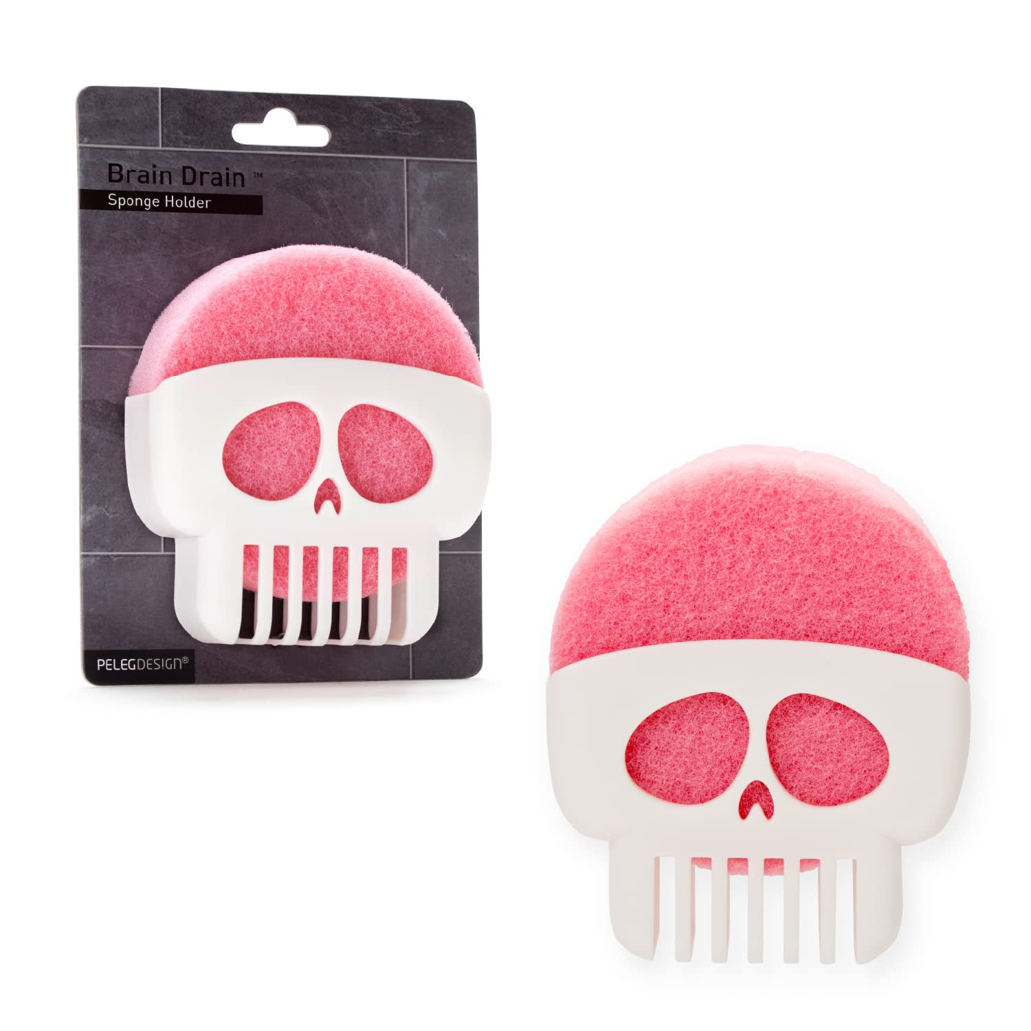 Peleg Design Brain Drain White Skull Sponge Holder for Kitchen, Bath, or Sink, Drains and Dries A... | Amazon (US)