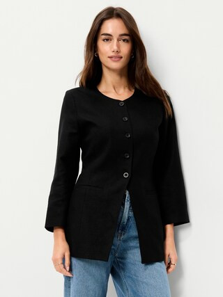 Fitted Long Blazer | Old Navy (CA)