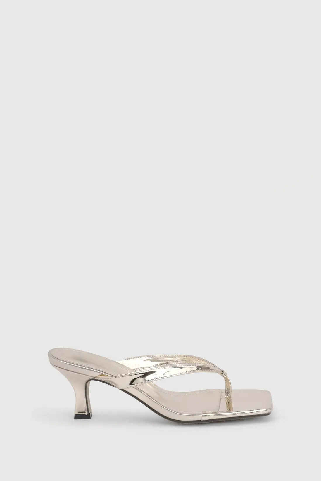Gold Toe Post Square Toe Heeled Mules | Boohoo | Boohoo.com (UK & IE)