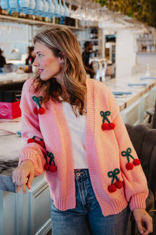 Cherry Long Sleeve Sweater Knit Cardigan | Katydid.com