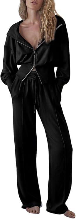 Herseas Womens 2 Piece Casual Outfit Workout Hoodie Sweatsuits with Sweatpant Travel Airport Trac... | Amazon (US)