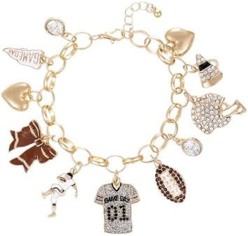Madison Tyler Football Bracelet for Women | Sport Gold Plated Adjustable Chain Bracelet | Game Da... | Amazon (US)
