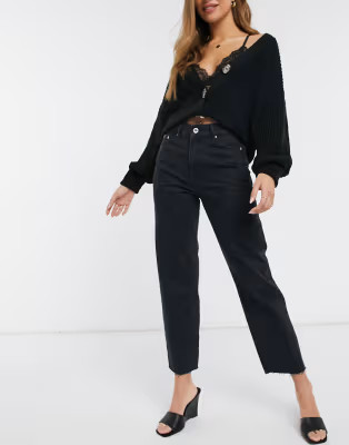 River Island crop denim jeans in washed black | ASOS (Global)