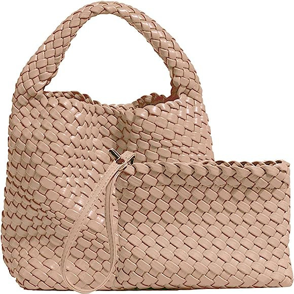 Handmade Woven Shoulder Bags for Women Cute Hobo Tote Handbag Mini Clutch Purse with Magnetic Buc... | Amazon (US)