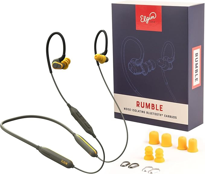 Elgin Rumble Bluetooth Earplug Earbuds, 27 dB Noise Reduction, OSHA Compliant Hearing Protection,... | Amazon (US)
