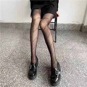 Women's Fishnet Stockings Sexy Letter Tights Fashion Pantyhose Lace Tights Leggings High Waist St... | Amazon (US)