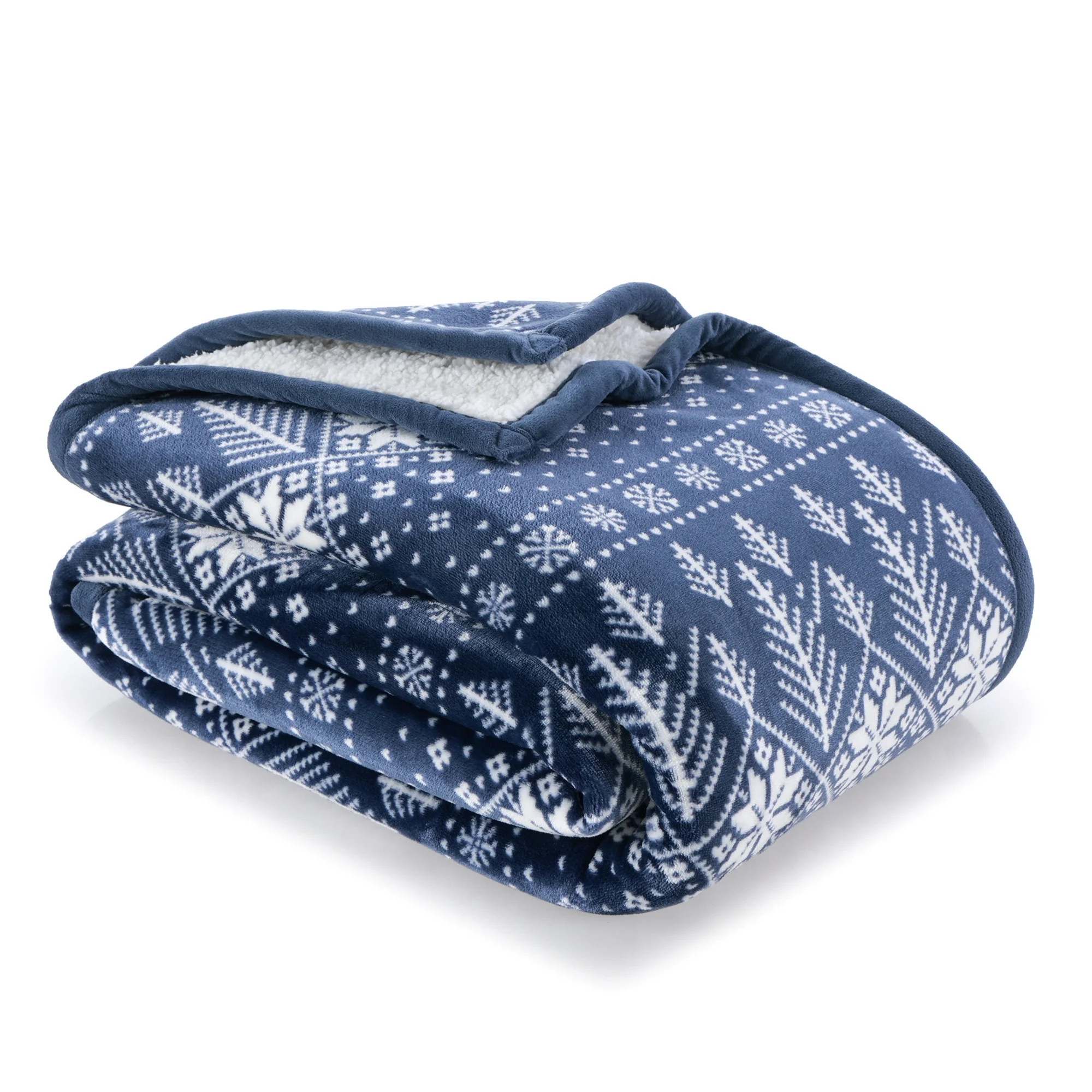 Better Homes & Gardens Reverse Faux Shearling Throw, Blue Fairisle, 50" x 60" | Walmart (US)