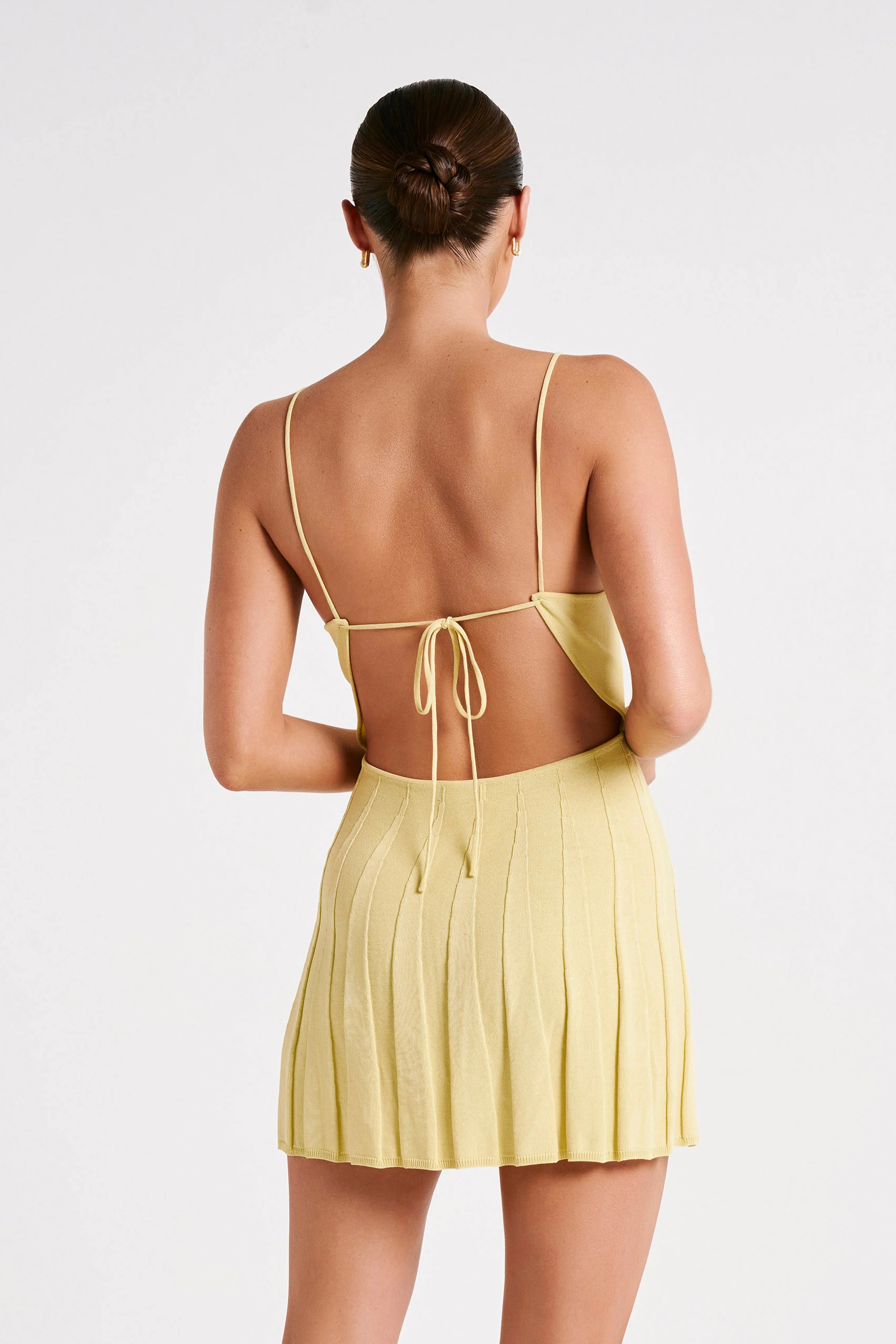 Kendra Rib Knit Mini Dress - Lemon | MESHKI US