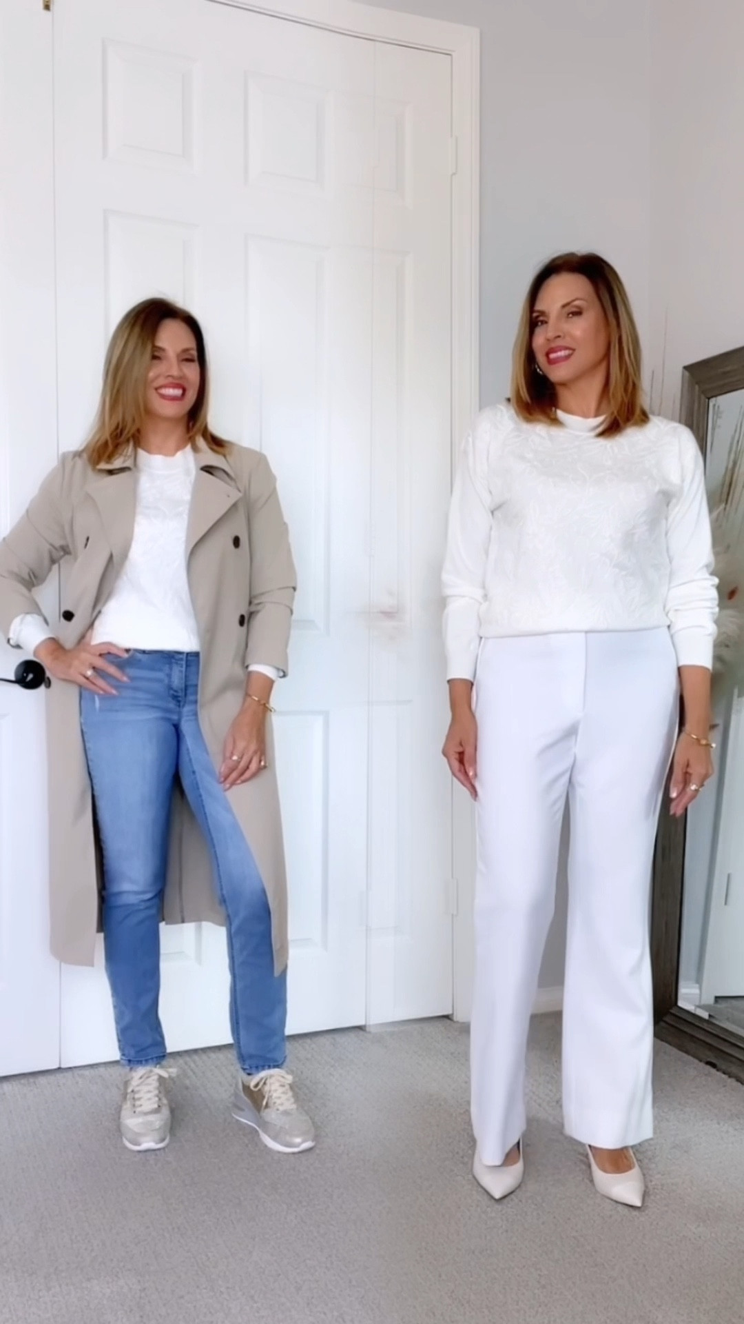 Mismo suéter en dos looks. Uno casual y uno más de vestir 🤍 #outfitconsueter #sueterblanco #unaprendavarioslooks #modaparaseñoras #moda40plus #moda50ymas #cuarentonasymasfelices

#LTKcurves #LTKstyletip