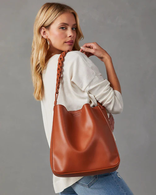 Carrizo Faux Leather Chain Shoulder Bag - Tan - SALE | VICI