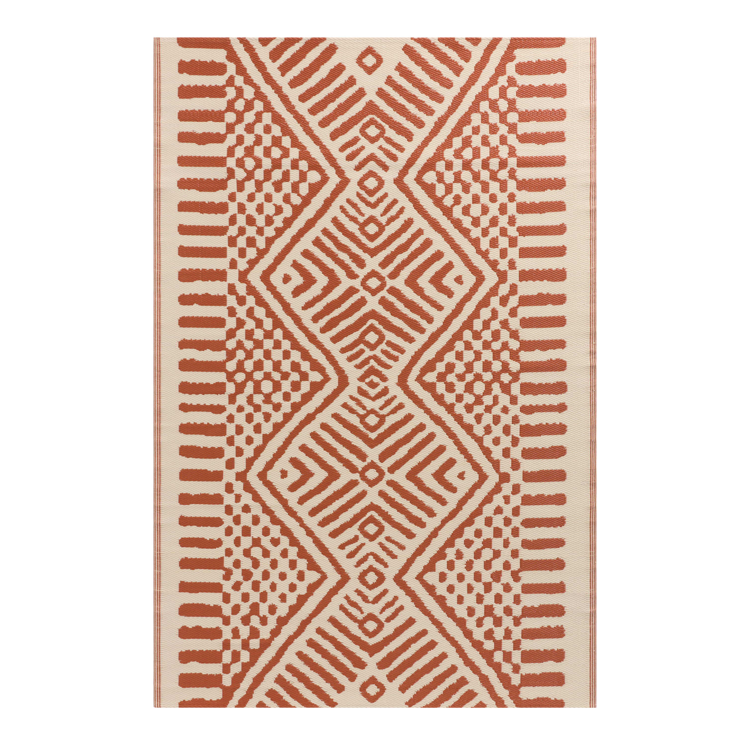 Rio Terracotta Geo Reversible Indoor Outdoor Floor Mat | World Market