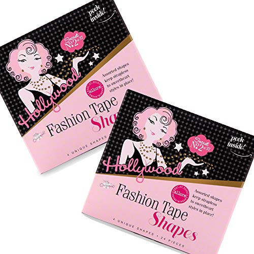 Hollywood Fashion Secrets Fashion Tape, Shapes – Double Sided Boob & Body Tape, Fabric Adhesive for Dresses, Strong Hold, Hypoallergenic & Medical Grade, 4 Unique Shapes, 24 Strips, 2 Pack | Amazon (US)