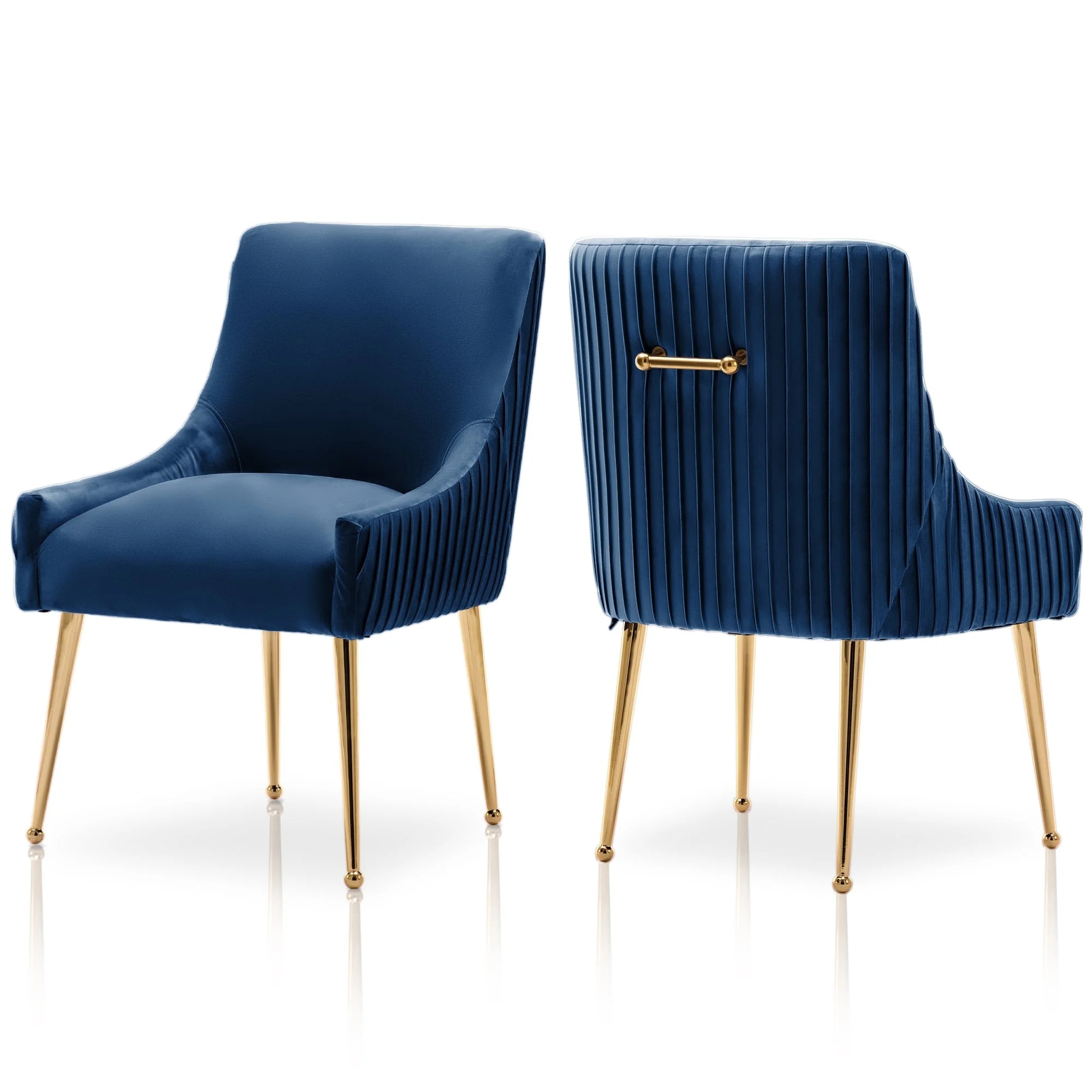 SEYNAR Modern Glam Pleated Velvet Dining Chair Set of 2, Tufted Upholstered Side Accent Kitchen C... | Walmart (US)