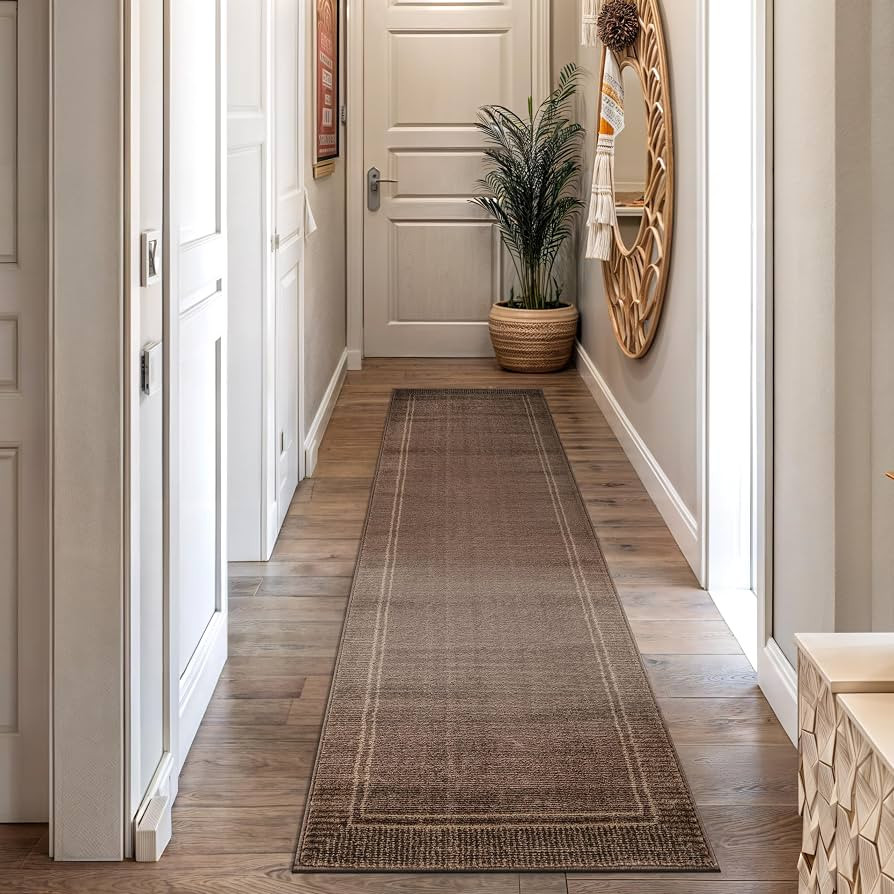 Rugshop Modern Bordered Distressed Runner Rug for Entryway Brown 2' 3" x 8' | Amazon (US)