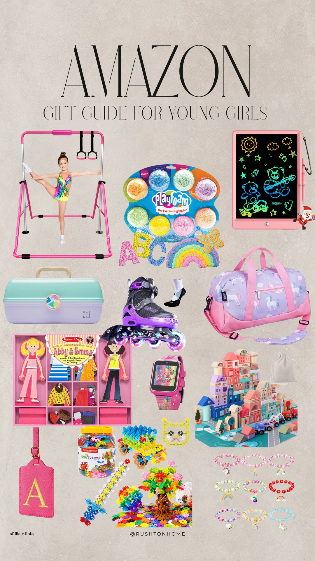 Amazon gift ideas for girls, amazon kids gift guide, gymnastics bar for kids, playfoam set, lcd writing tablet kids, kids makeup case toy, roller skates for girls, unicorn duffle bag, magnetic dress up dolls, kids smartwatch amazon, building toy sets, creative kids gifts, STEM toys for girls, craft jewelry kit, toddler and kid gifts 

 #LTKGiftGuide #LTKHoliday #LTKSeasonal