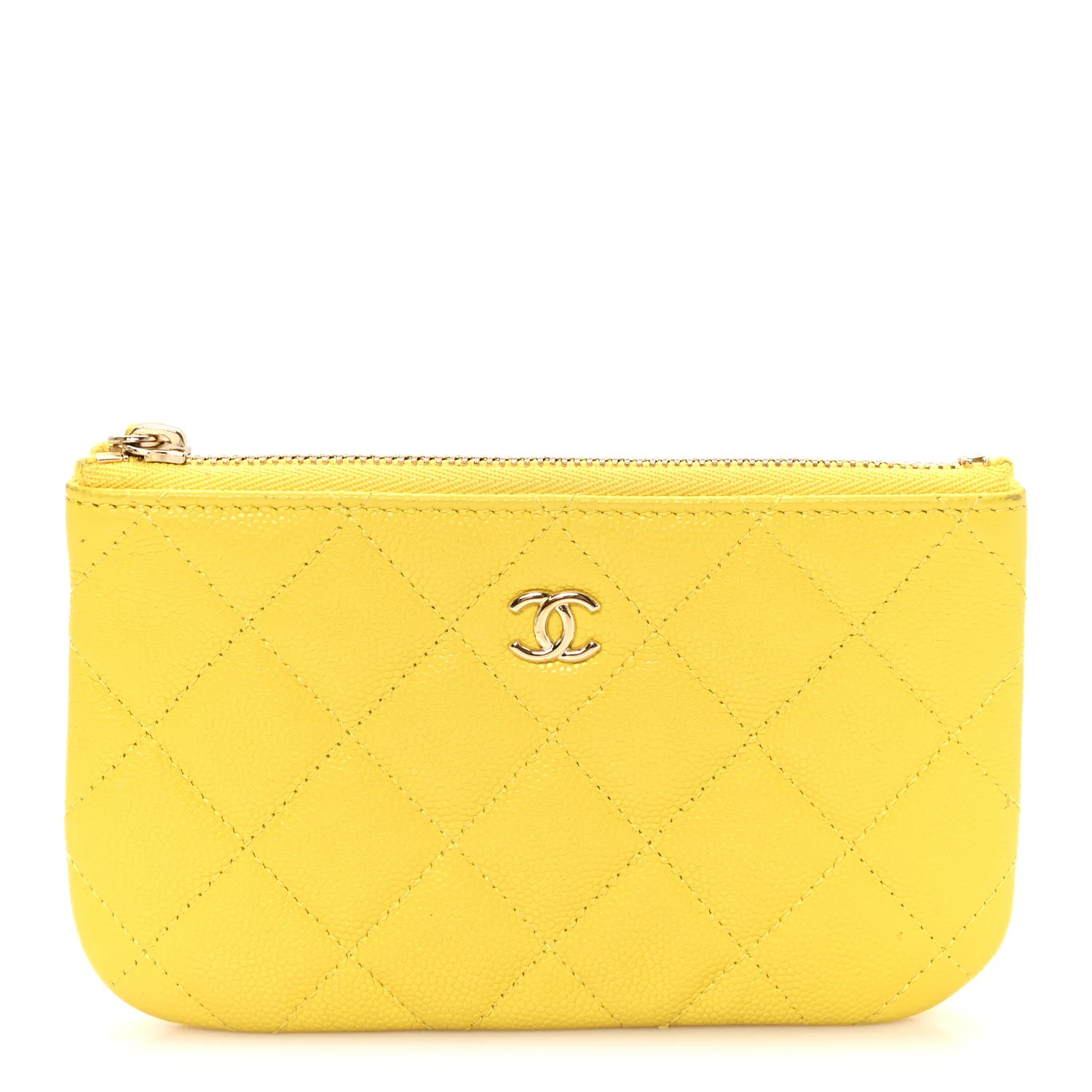 Caviar Quilted Small Cosmetic Case Yellow | FASHIONPHILE (US)