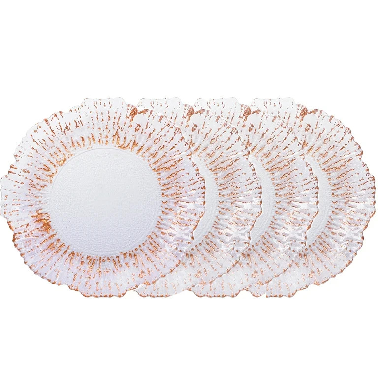 Koyal Wholesale Reef Glass Charger Plates, Bulk Set of 4, Copper Foil Luster Rim Starburst Charge... | Walmart (US)