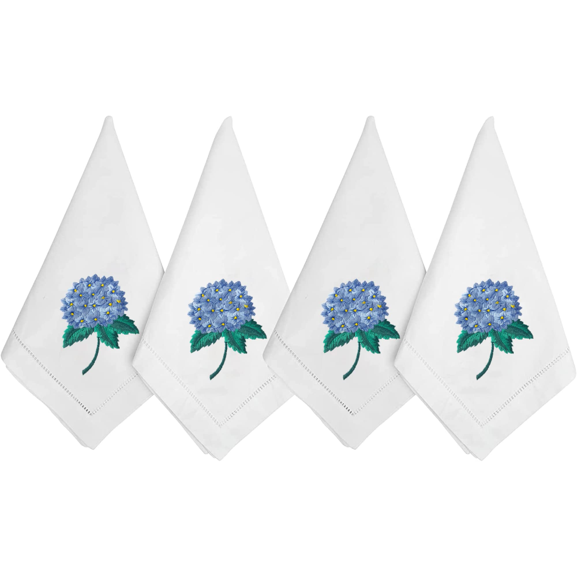 Embroidered Cotton Table Napkin, Cloth Napkins Set of 4 18"x18" Flower Hydrangea Napkin Square Fa... | Amazon (US)