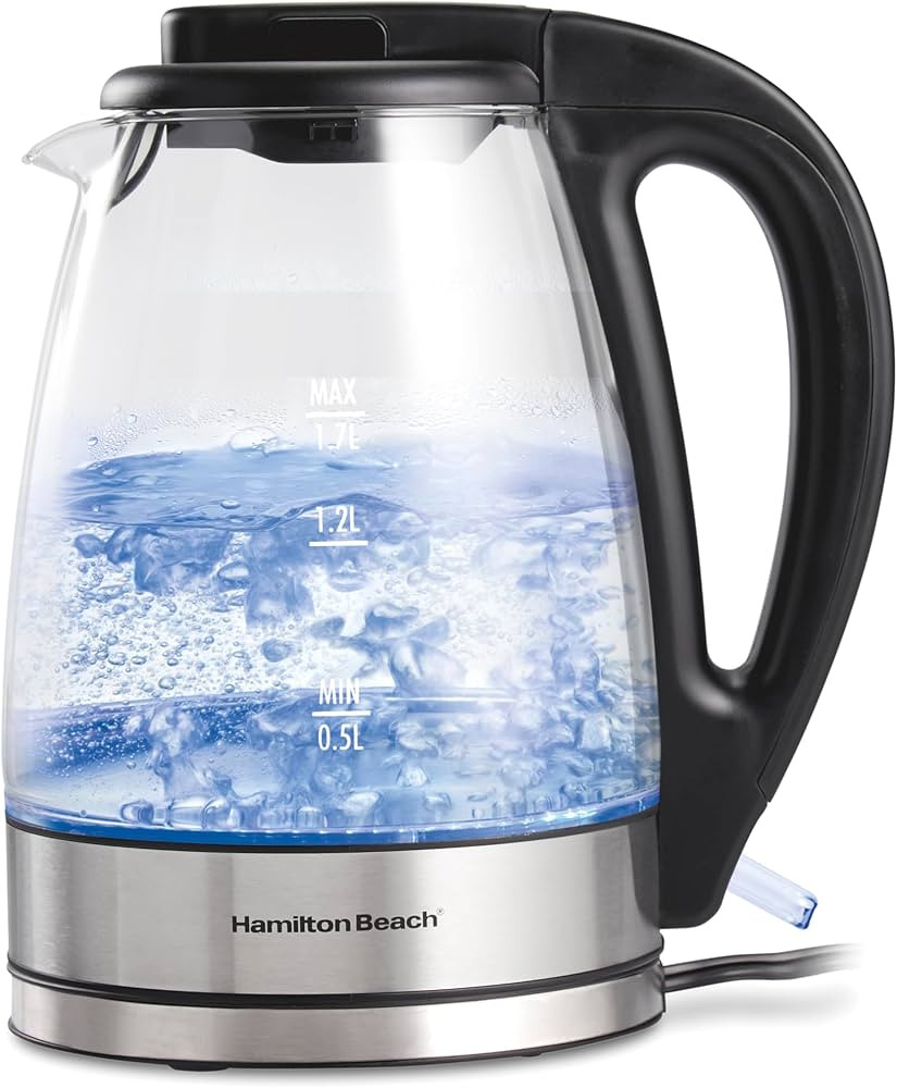 Hamilton Beach 1.7L Electric Kettle, Water Boiler & Heater, LED Indicator, Built-In Mesh Filter, ... | Amazon (US)
