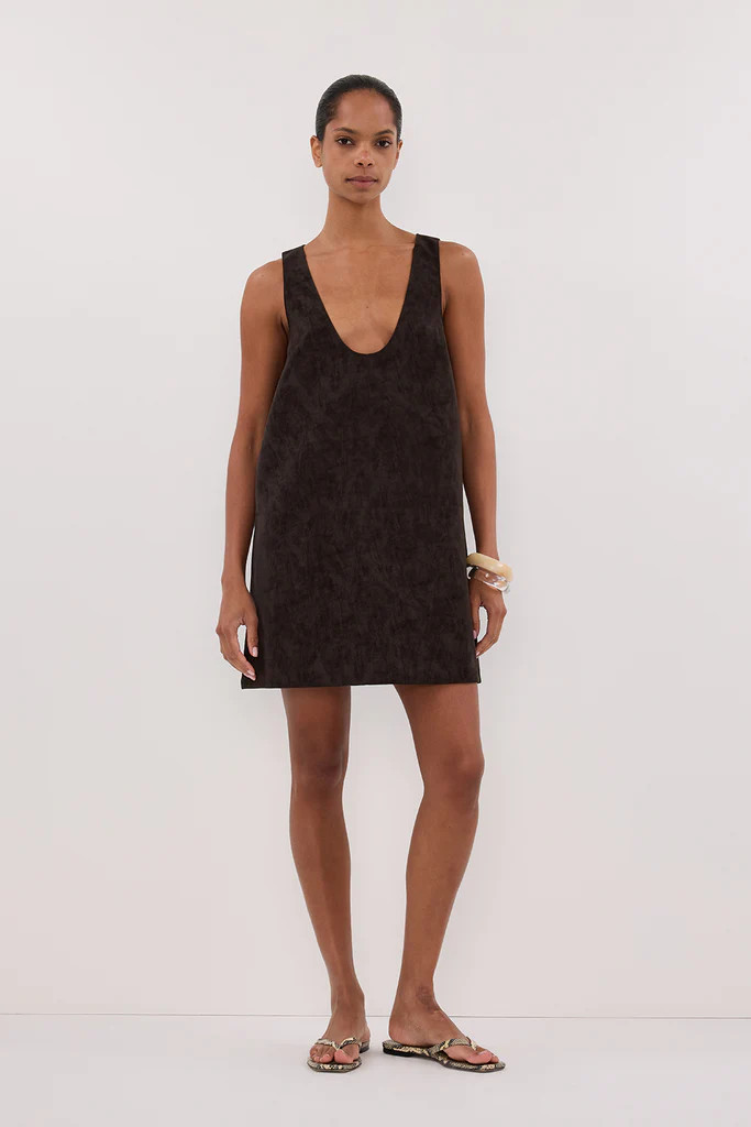 OAKLAND CHOC FAUX SUEDE MINI DRESS | DISSH