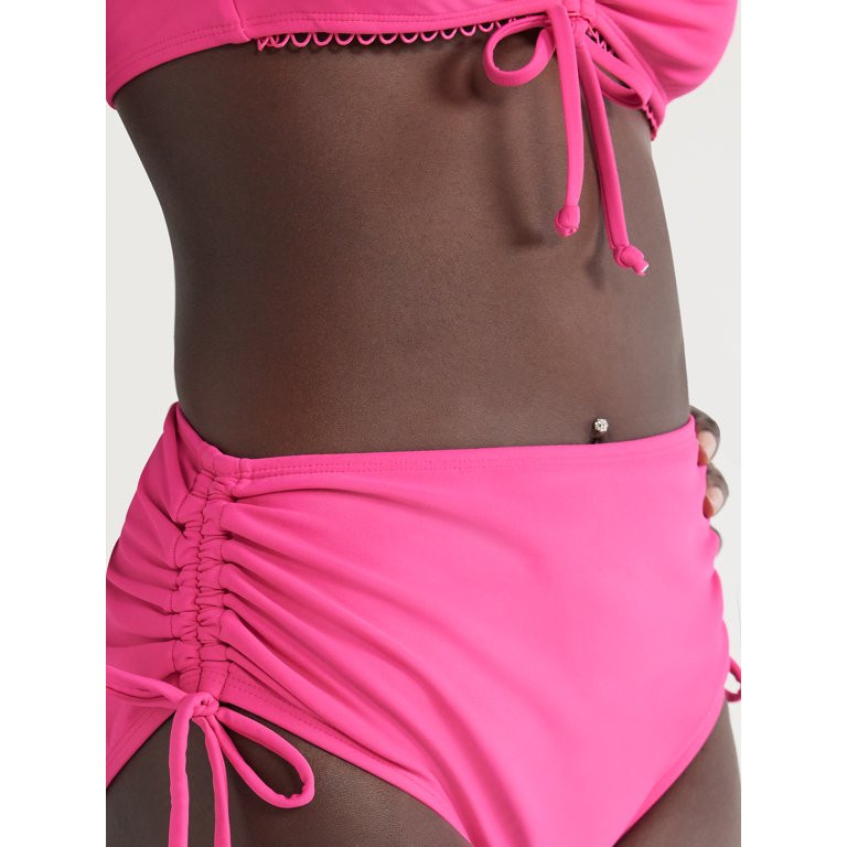 No Boundaries Juniors’ Ruched High Waisted Bikini Bottoms, Sizes XS-XL - Walmart.com | Walmart (US)