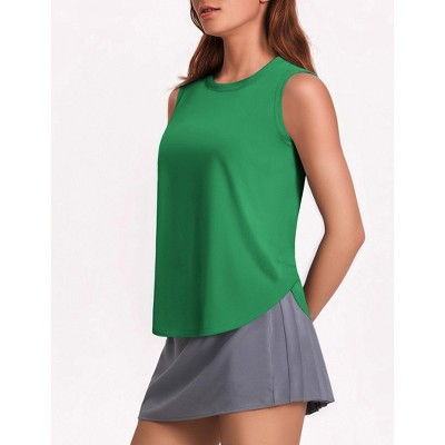 Pinspark Workout Tank Tops Woman UPF 50+ Yoga Tanks Quick Dry Sleeveless Gym Shirts with Side Slits Loose Fit Athletic Top Dark Green XL | Target