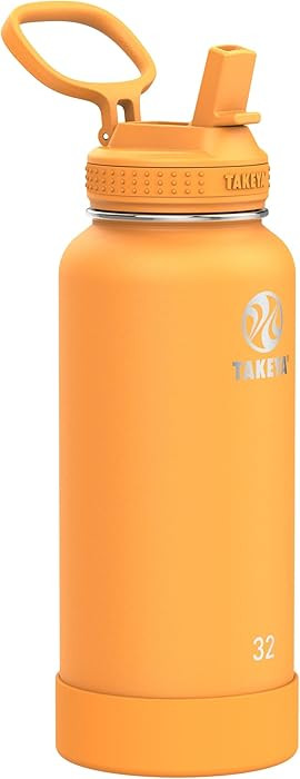 Takeya Actives 32 oz Water Bottle with Straw Lid - Double Wall Stainless Steel Insulation - Dishw... | Amazon (US)