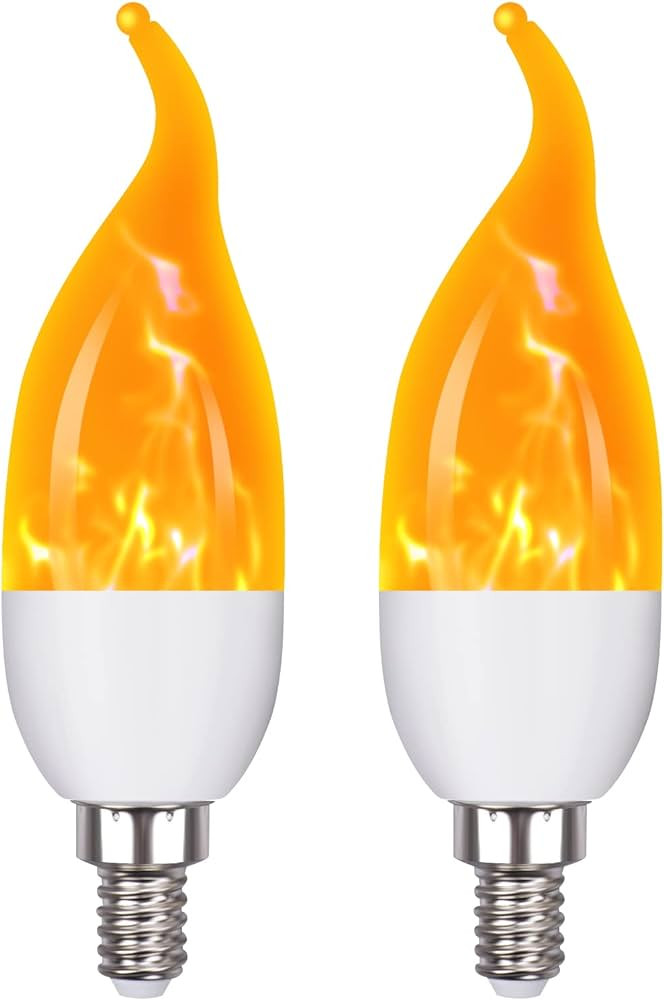 E12 Flame Bulbs 2 Pack, 3 Mode LED Candelabra 2.0 Watt Warm White Chandelier 1800k Candle Light B... | Amazon (US)