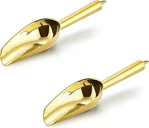 Mini Ice Scoop Set of 2, E-far 3 Ounce Gold Stainless Steel Scoops for Candy/Flour/Sugar, Small M... | Amazon (US)